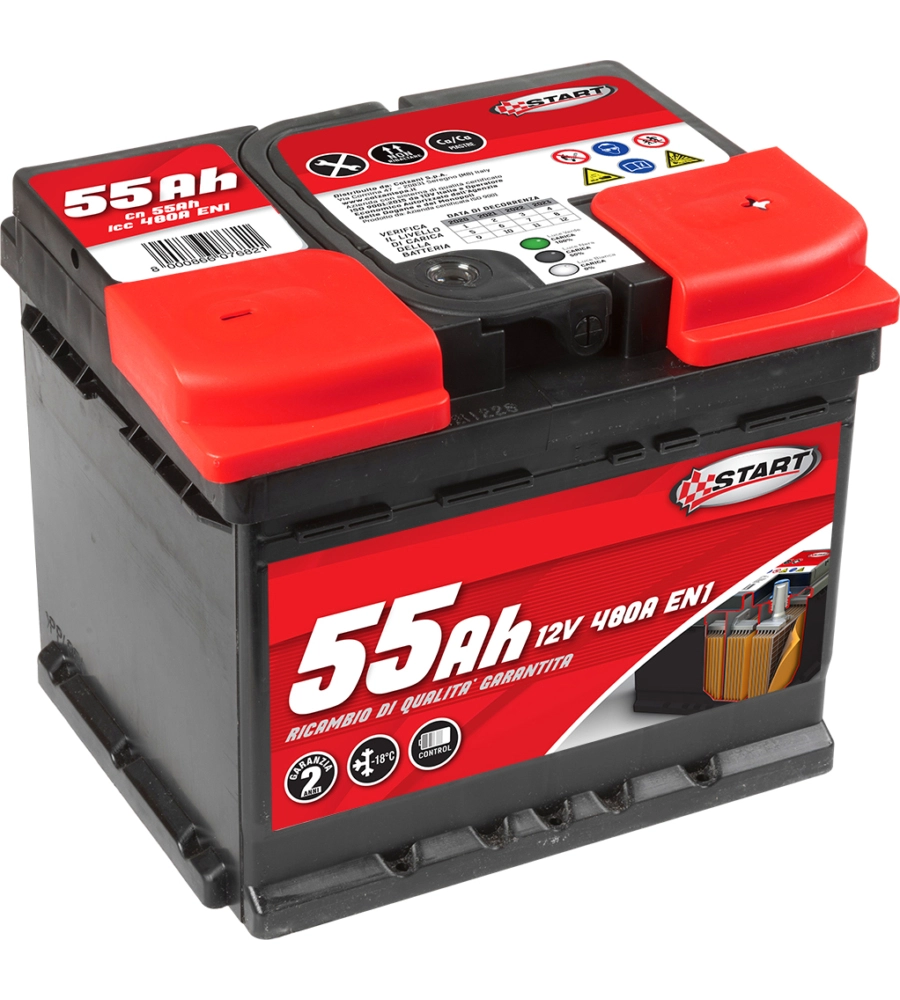 BATTERIA AUTO 55AH 12V 480A POLO POSITIVO DESTRO CASSETTA L1